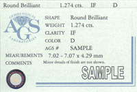 AGSL Diamond Quality Report(AGSL钻石报告书)