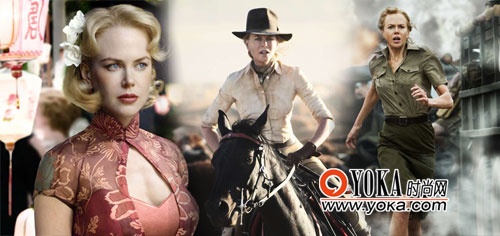 一身英国贵族风范的Nicole Kidman和充满美国西部牛仔性格的Hugh Jackman