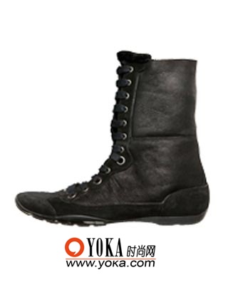BALLY黑色麂皮内铺棉中筒靴